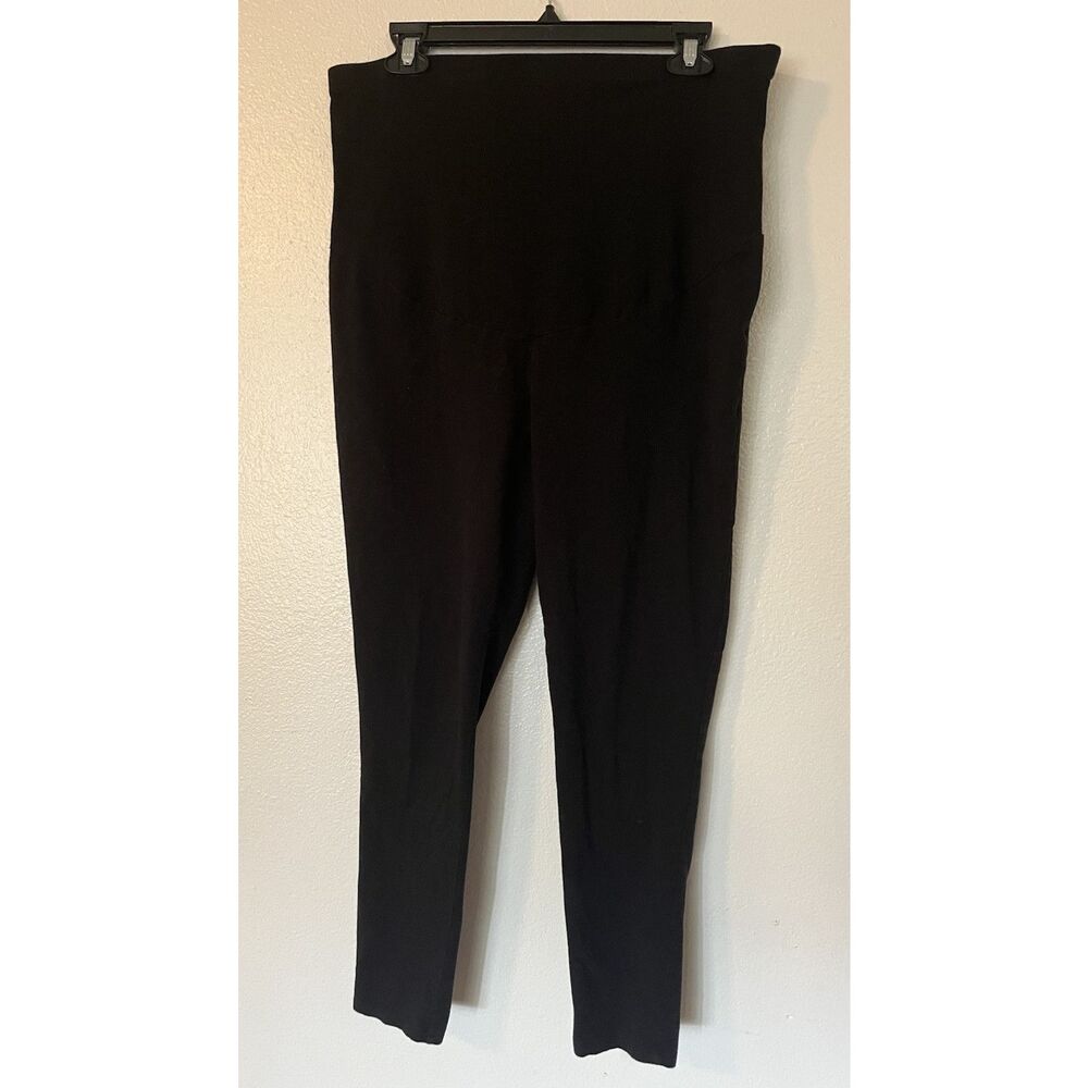 Time and Tru Maternity Black Ankle Leggings Stretch Elastic Waist Size L 12-14